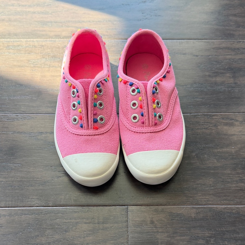 Mini Boden Pink Canvas Sneakers with Colorful Eyelets